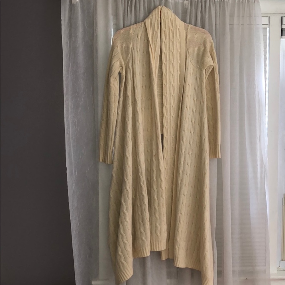 Cream tie front sweater
